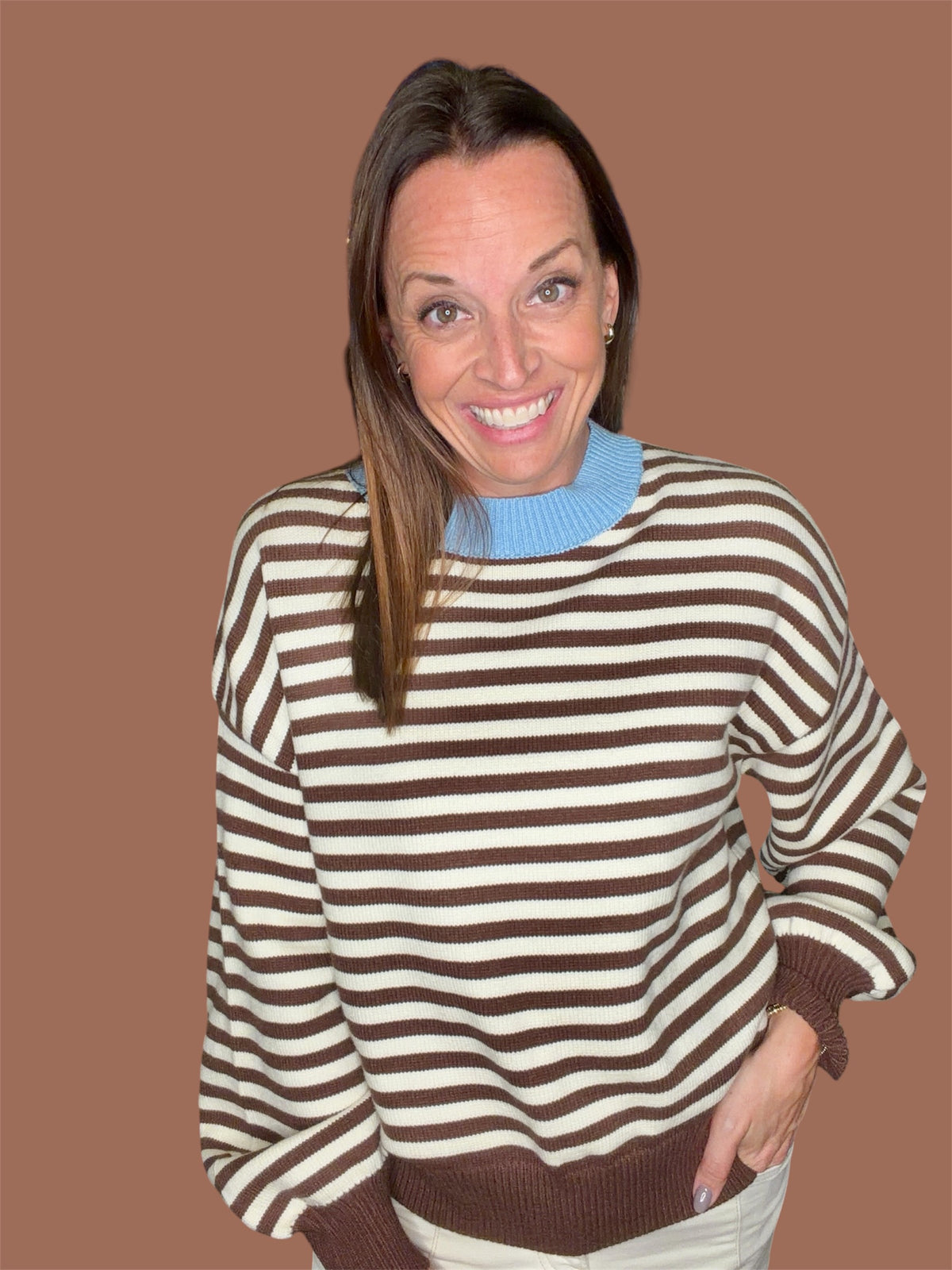 Brown/cream stripe sweater
