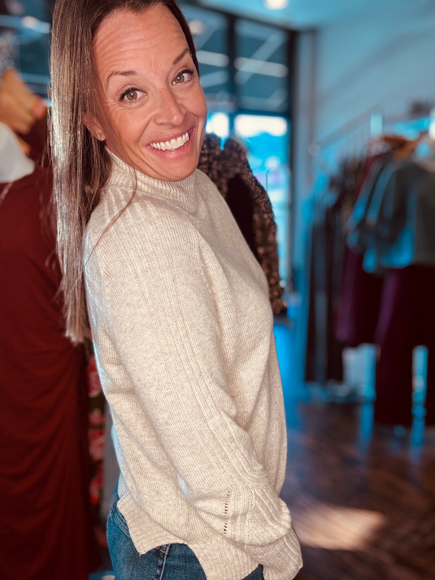 Oat beige turtleneck sweater