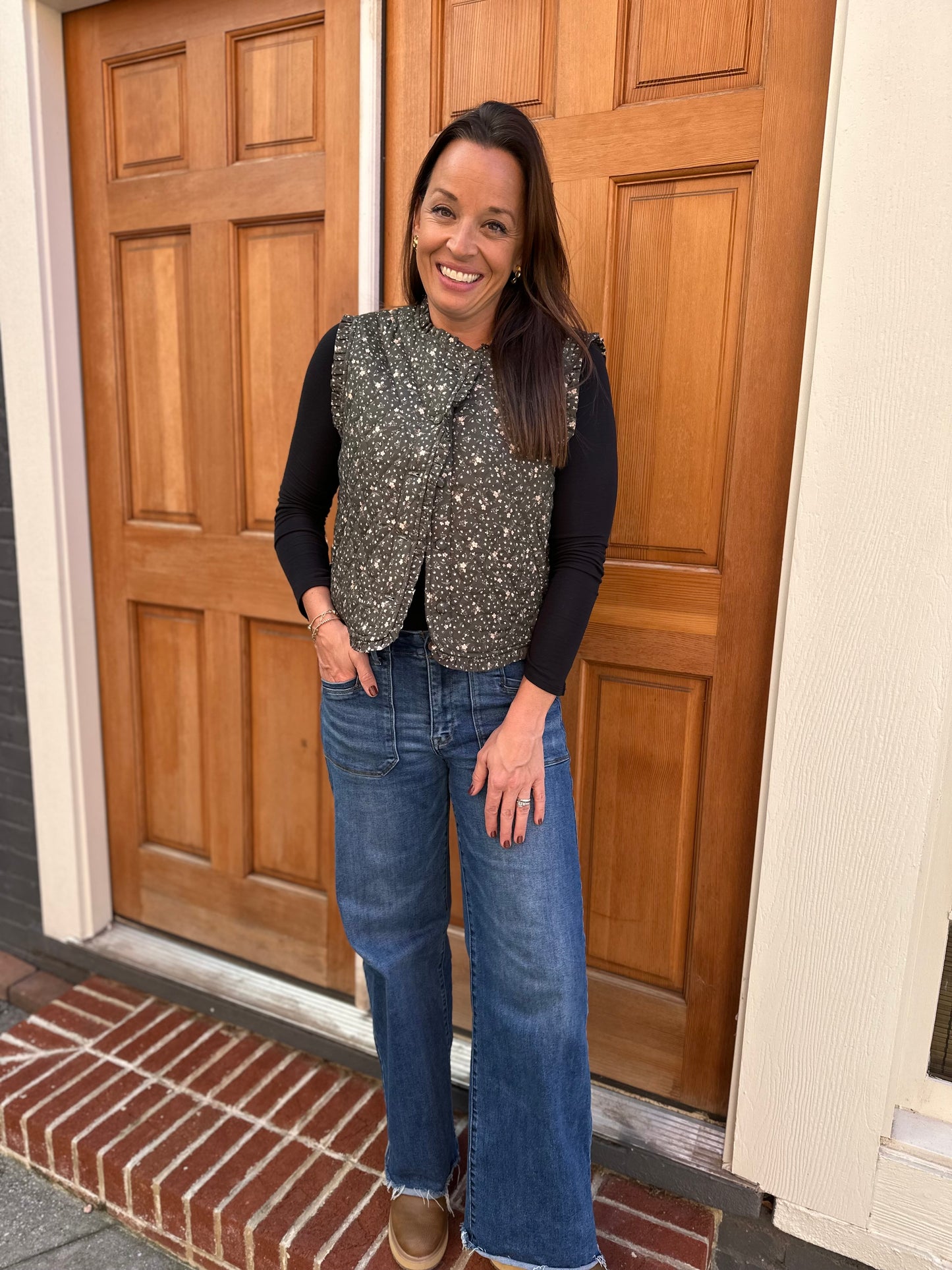 Green ditsy print vest