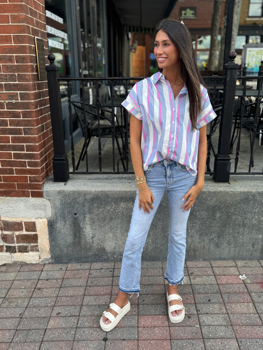 Summer stripe button up