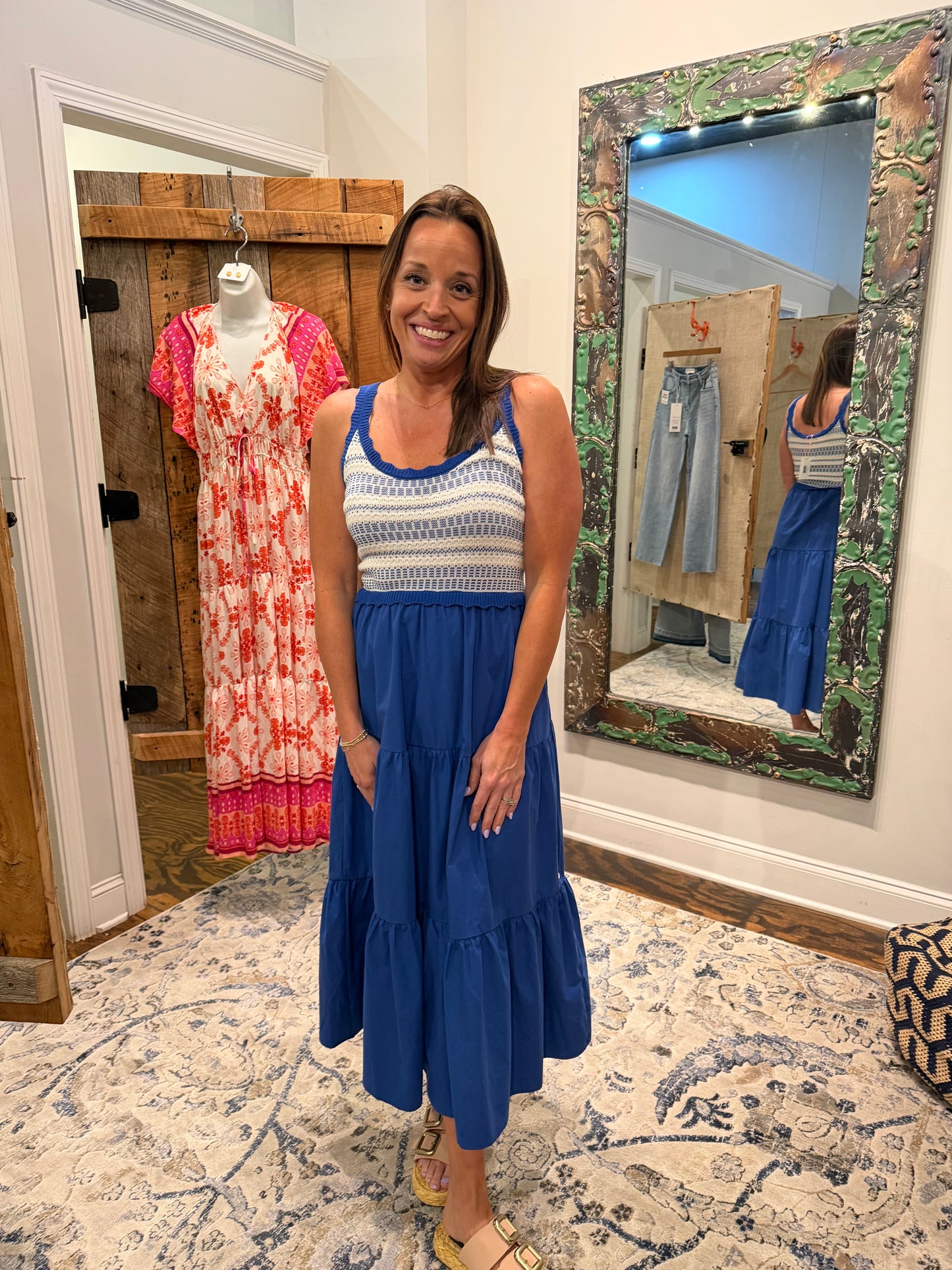 Crochet cobalt maxi dress