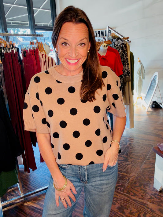 Polka dot taupe sweater