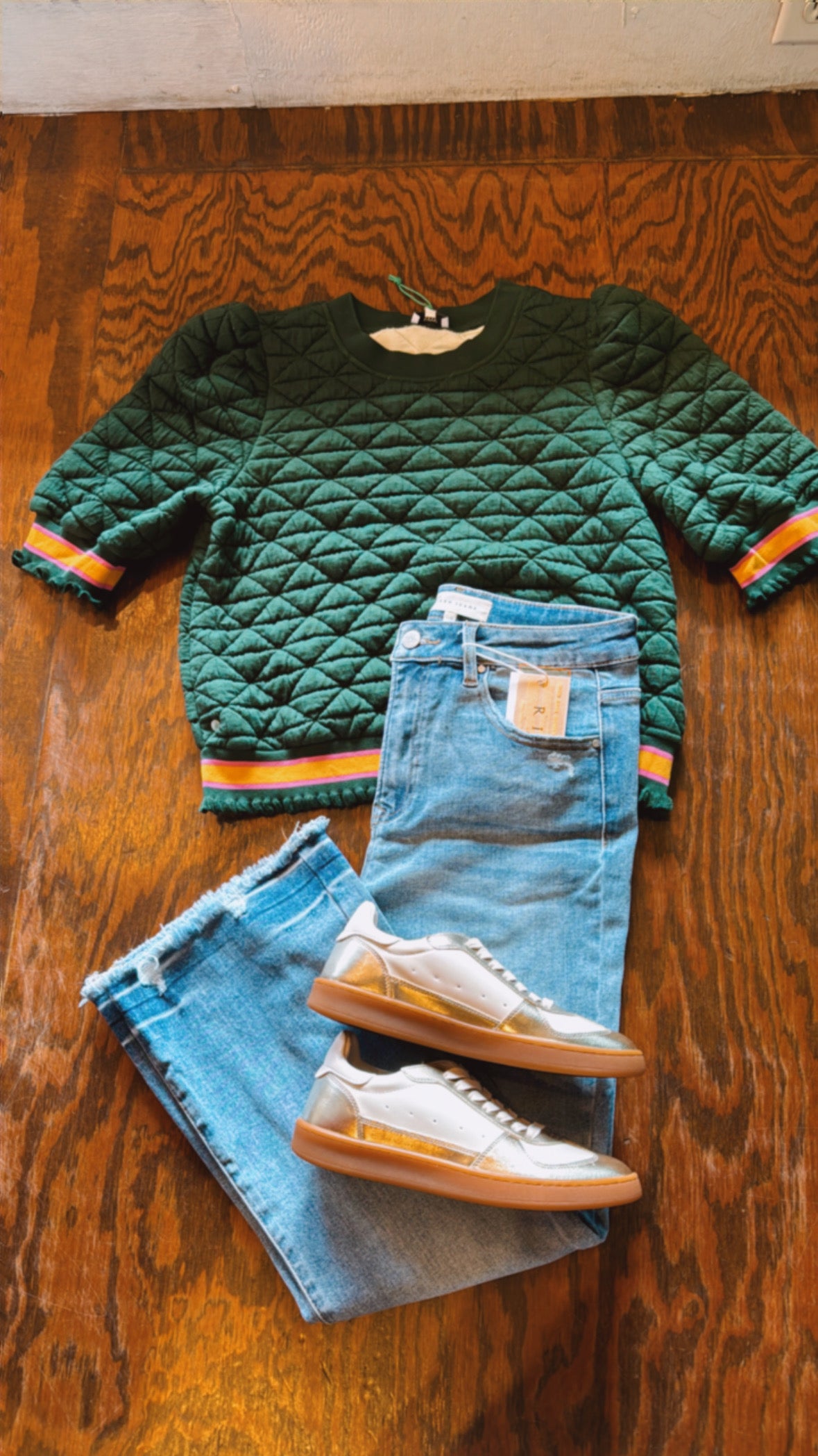 Quilted green top