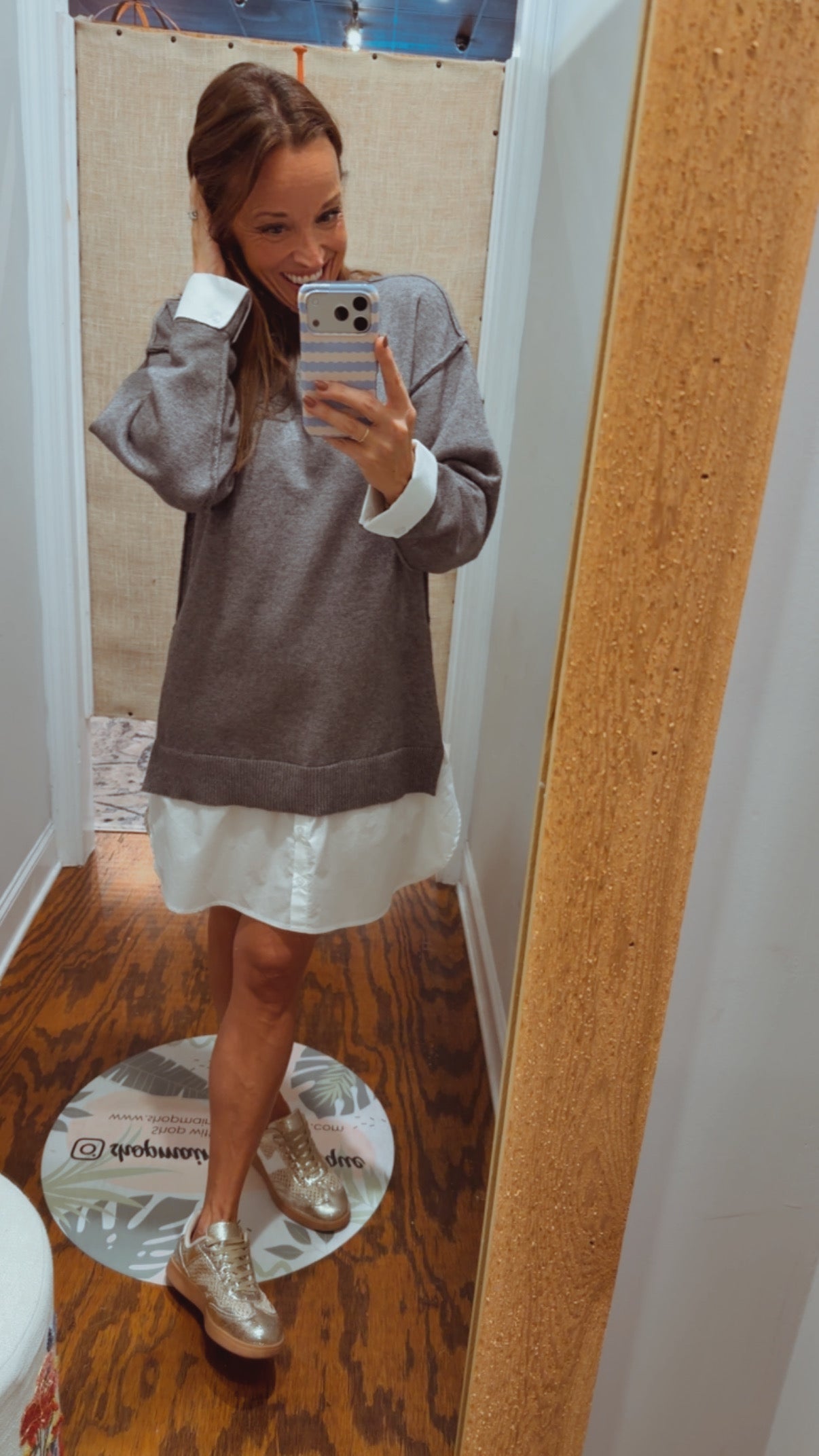 Charcoal shirt mini dress