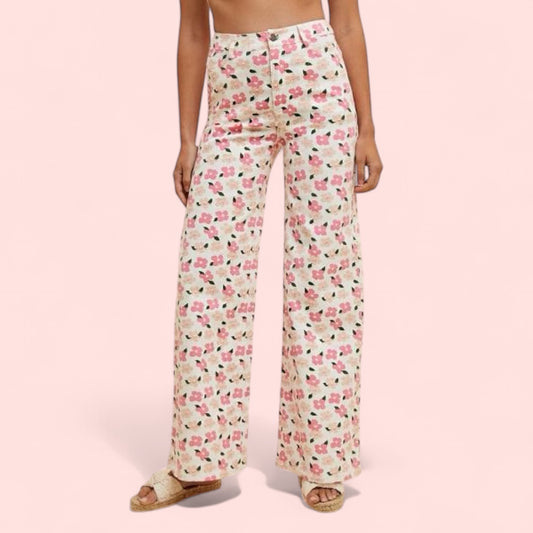 Floral straight leg jeans