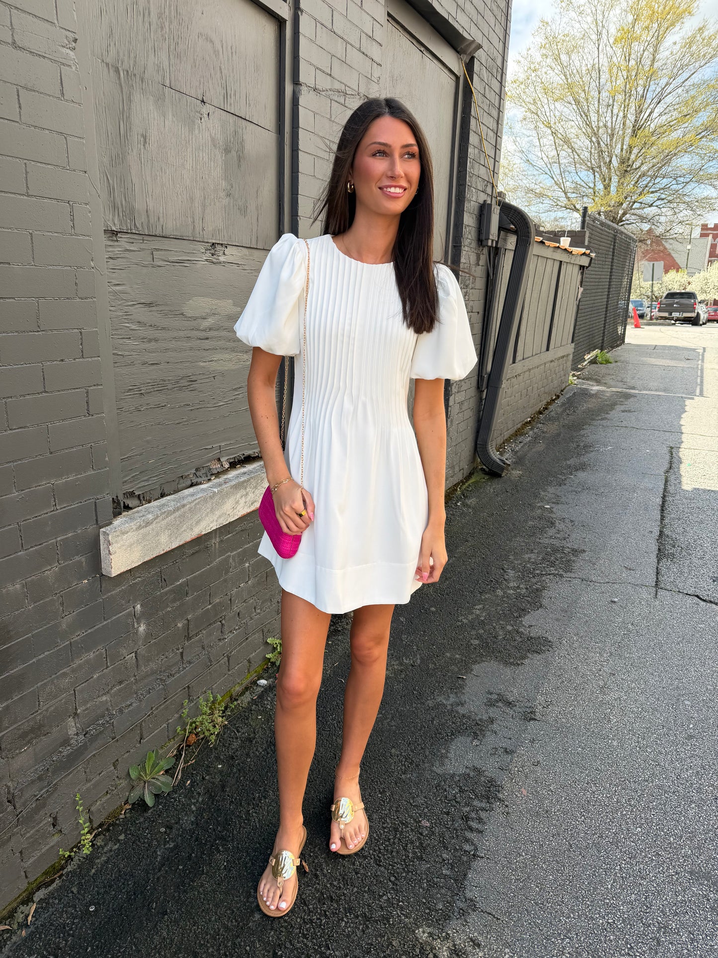 White pleats dress