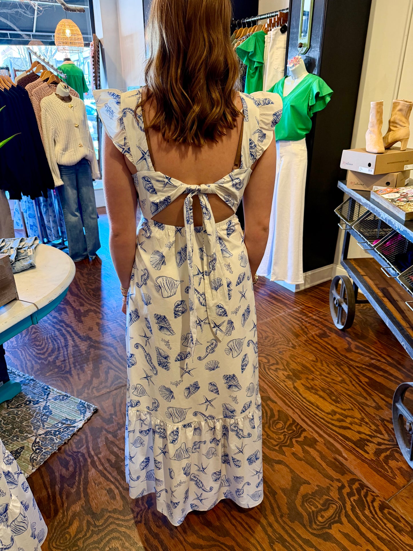 Seashell print maxi dress