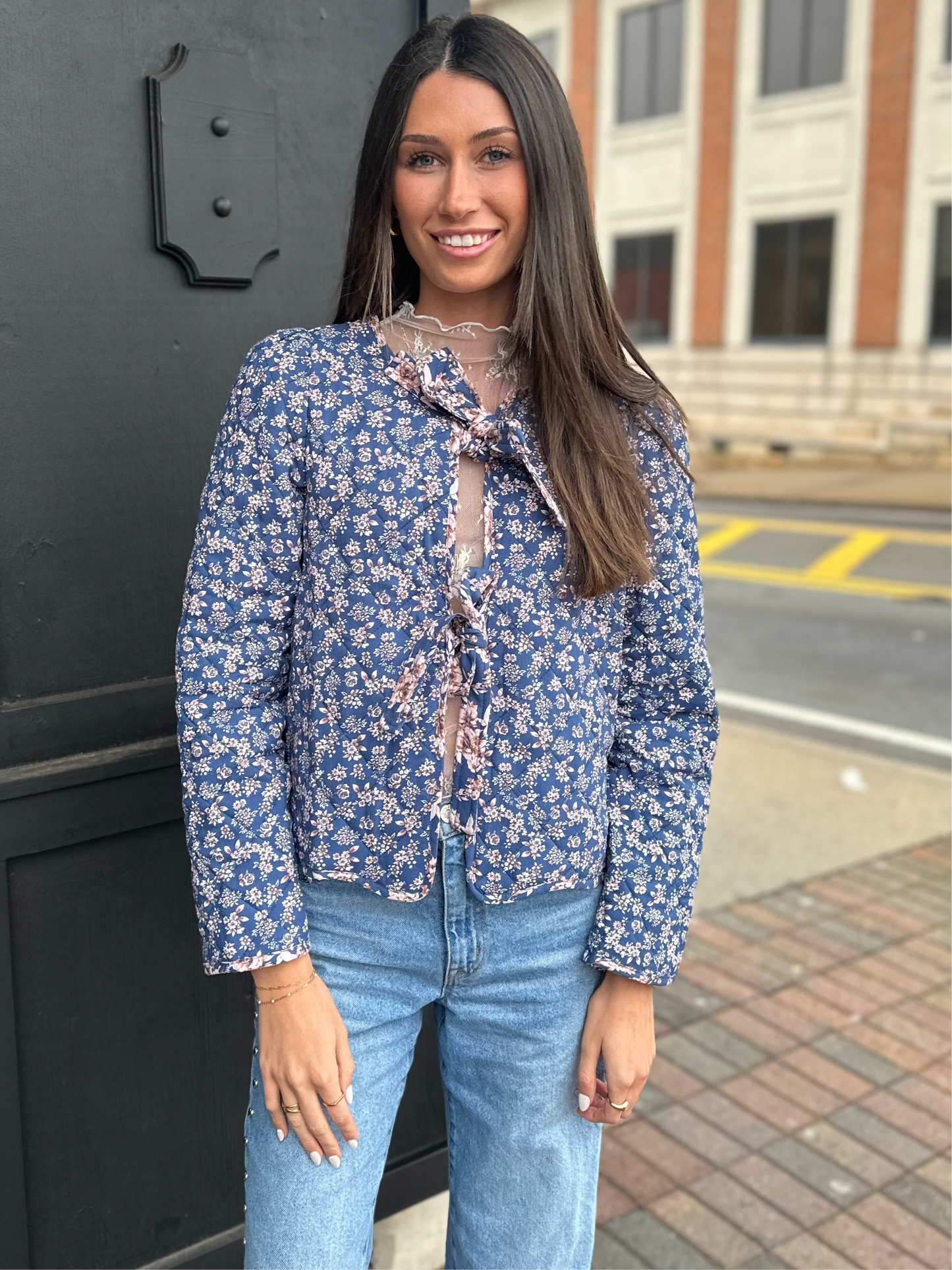 Floral bow tie jacket