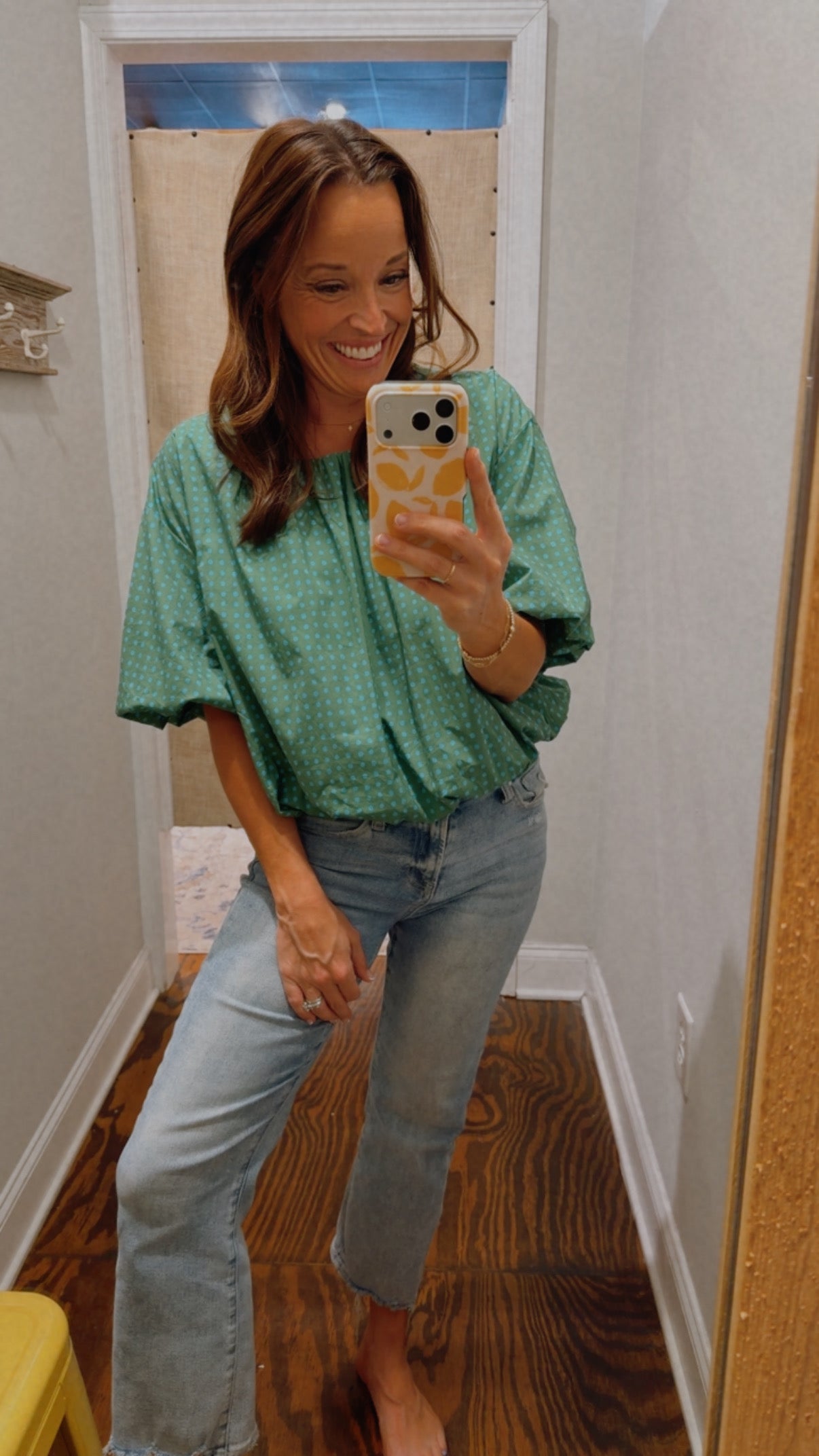 Green dotted bubble top