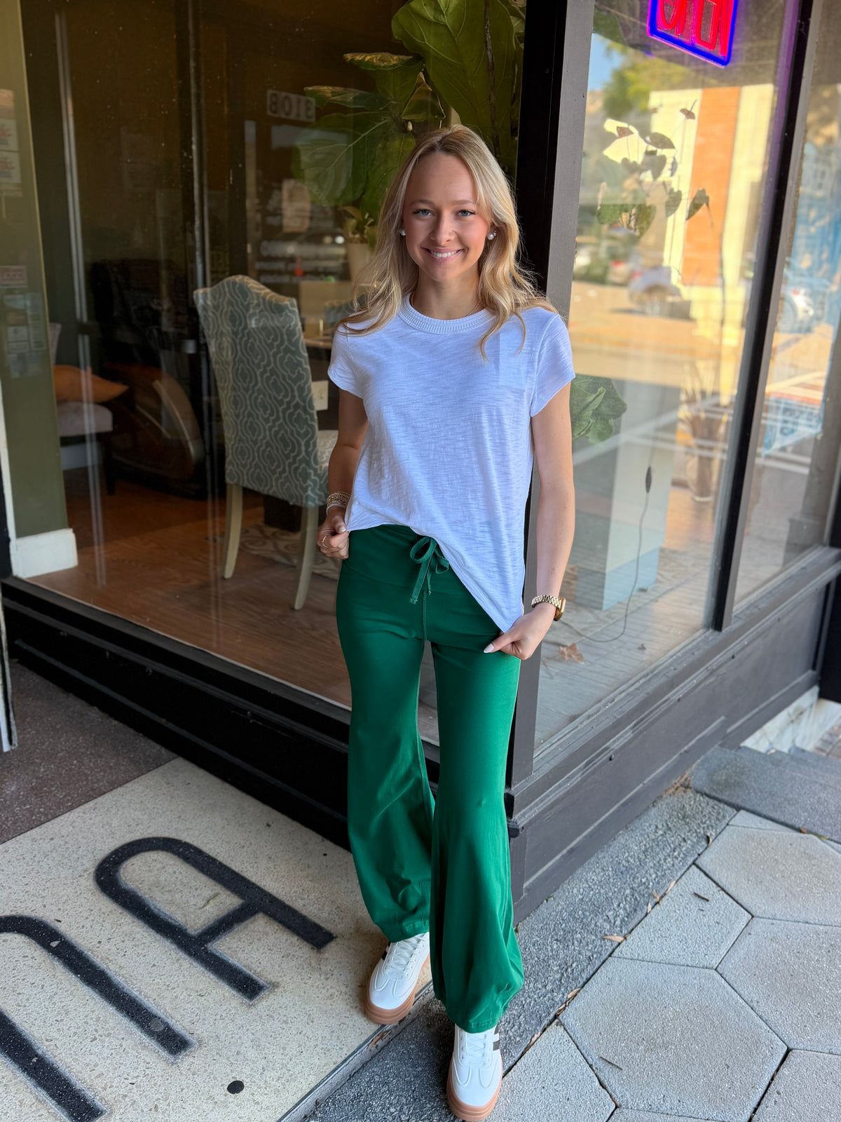 Green yoga pants