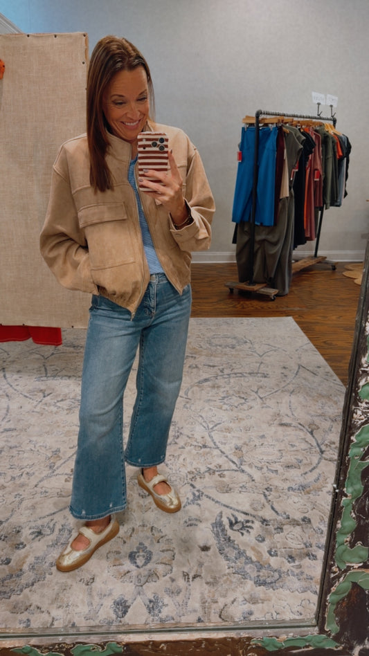 Suede utility jacket