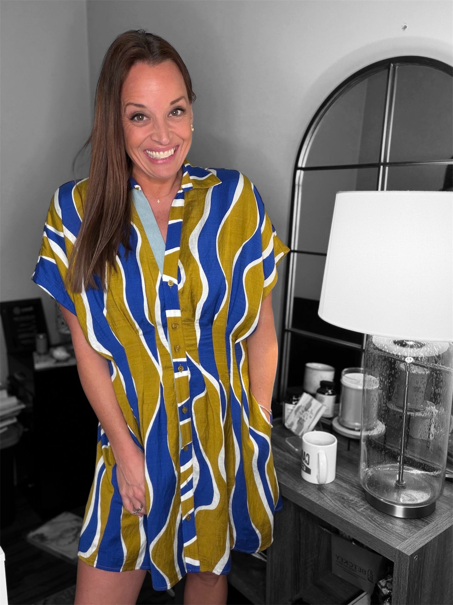Cassandra wavy striped dress