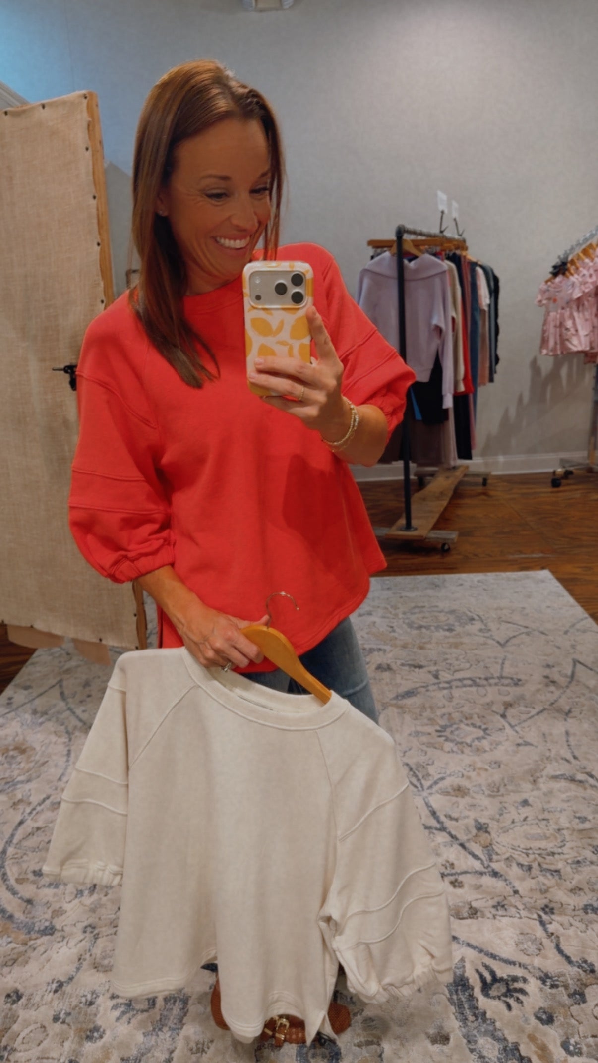 French terry bubble sleeve top
