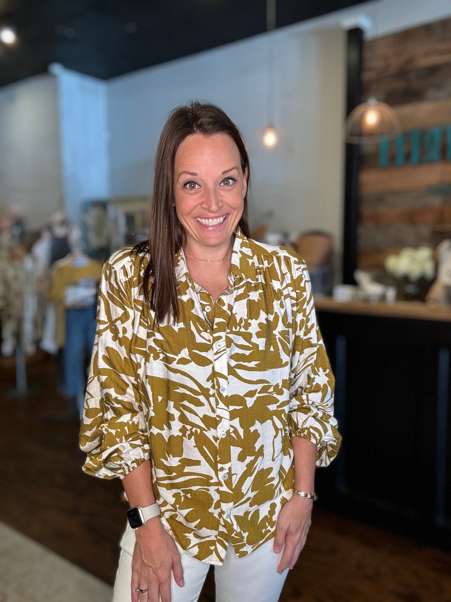 Mustard print blouse