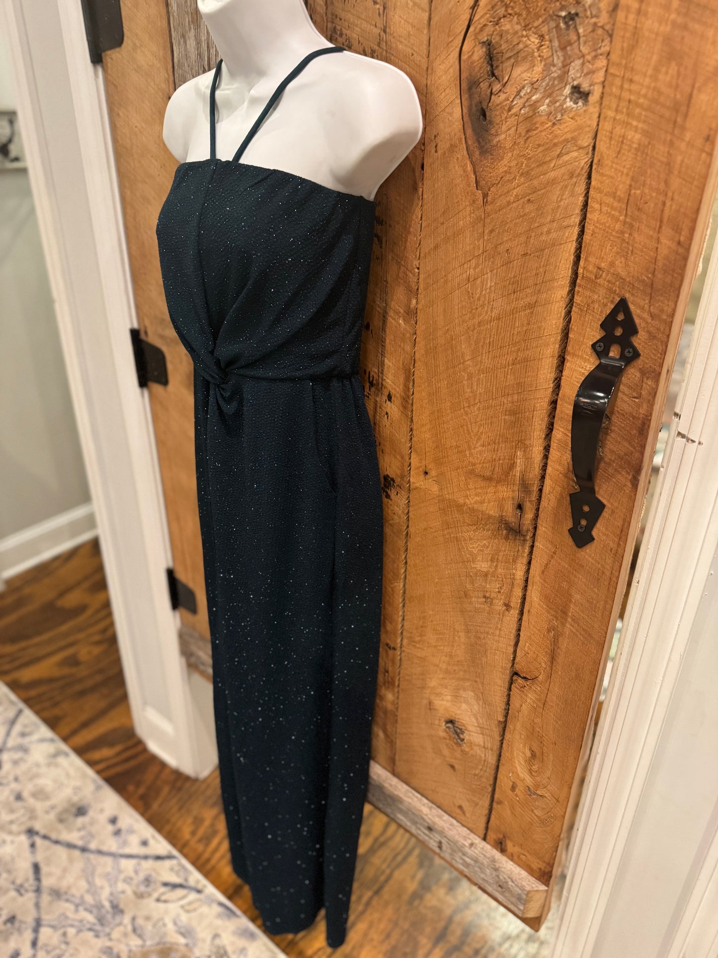 Hunter green front twist jumpsuit