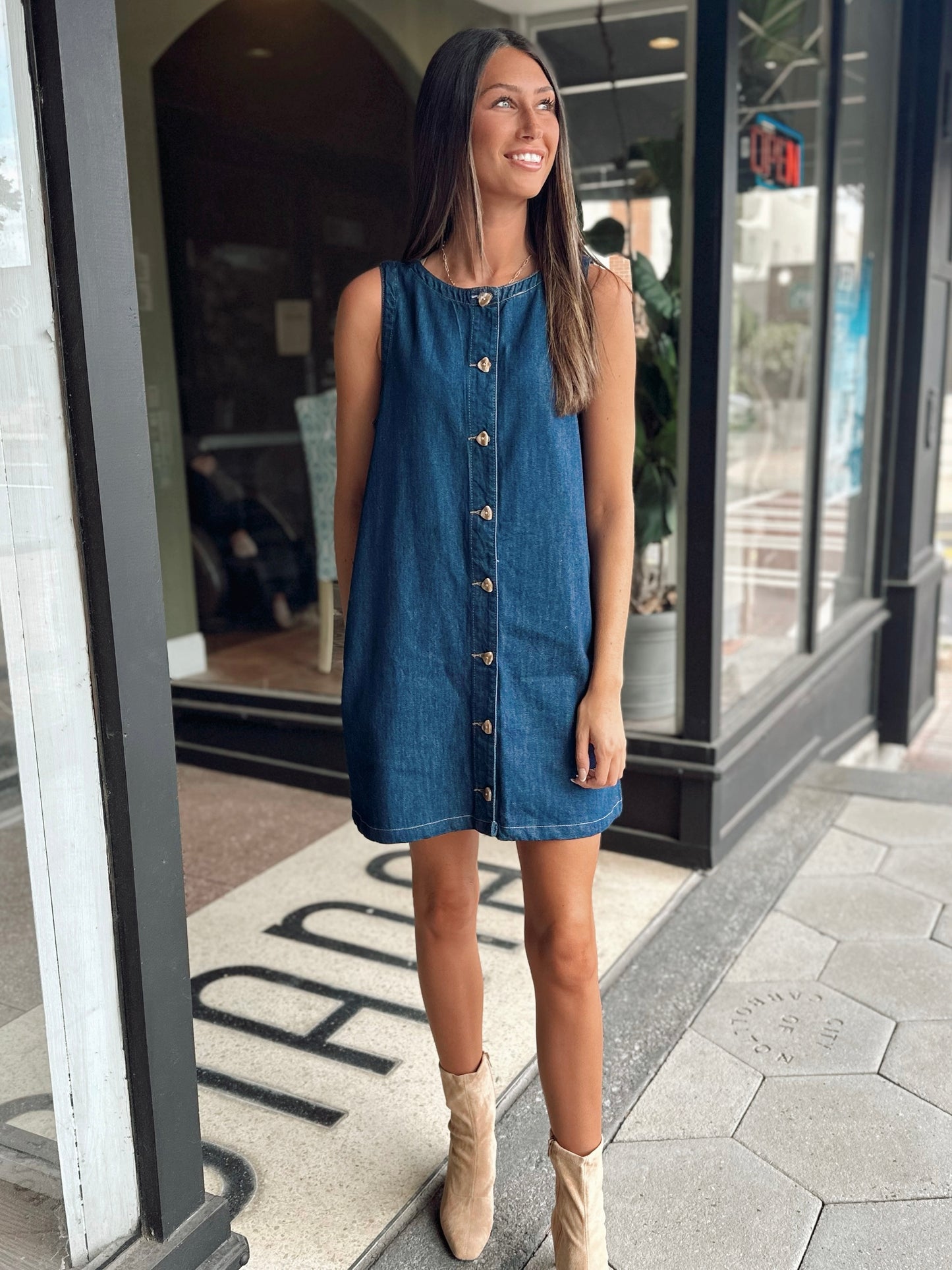 Dark denim mini dress