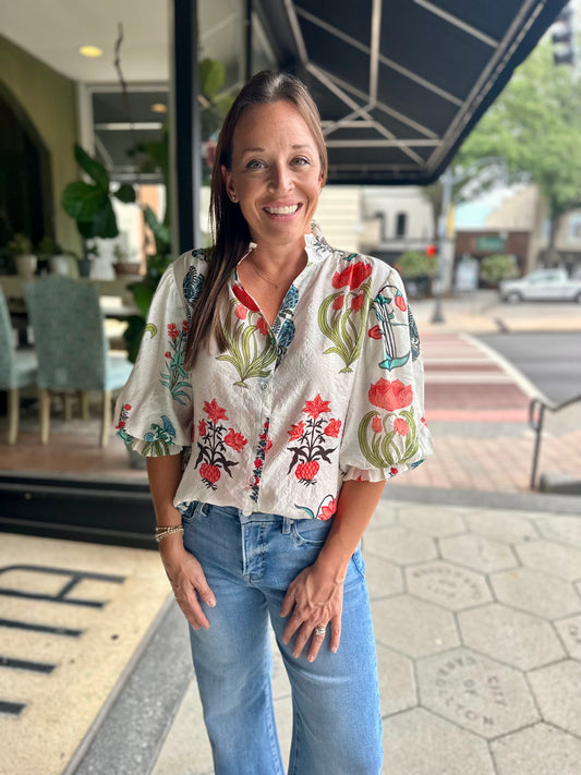 Fall abstract button down