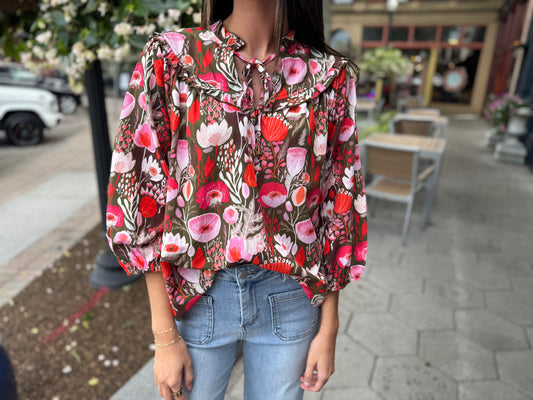 Floral tie blouse