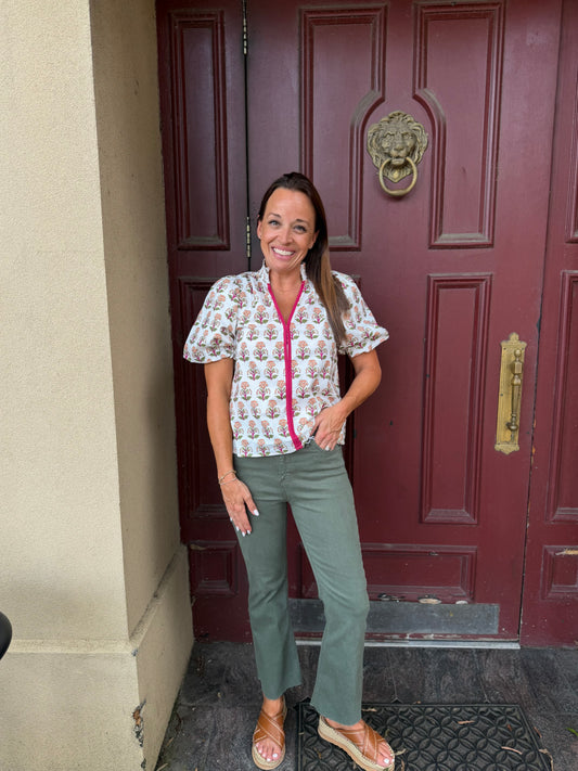 Vintage olive cropped jeans