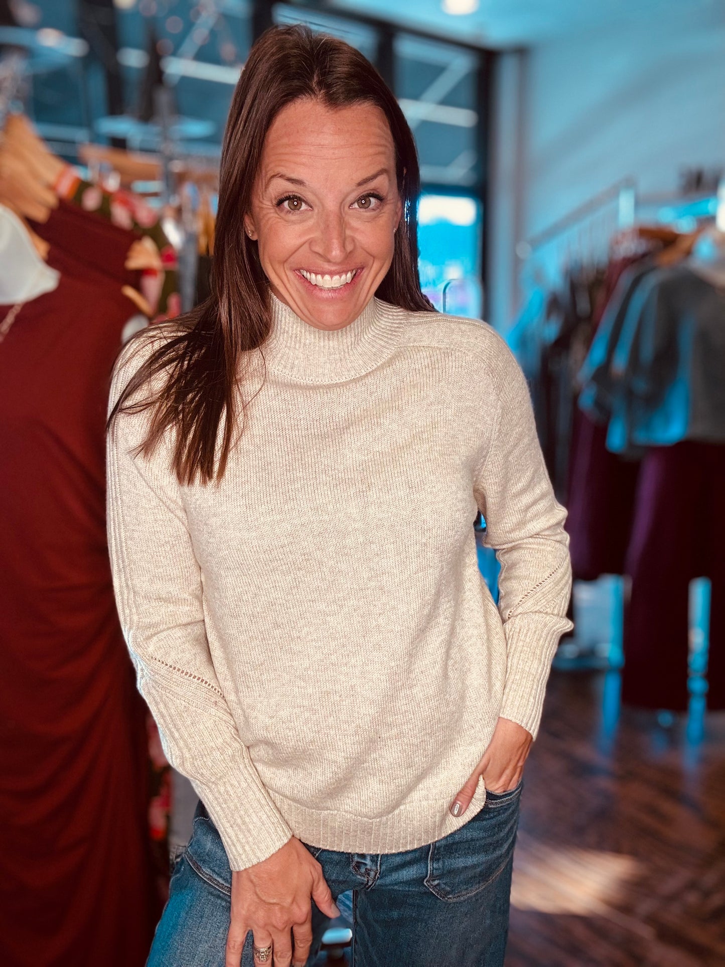 Oat beige turtleneck sweater