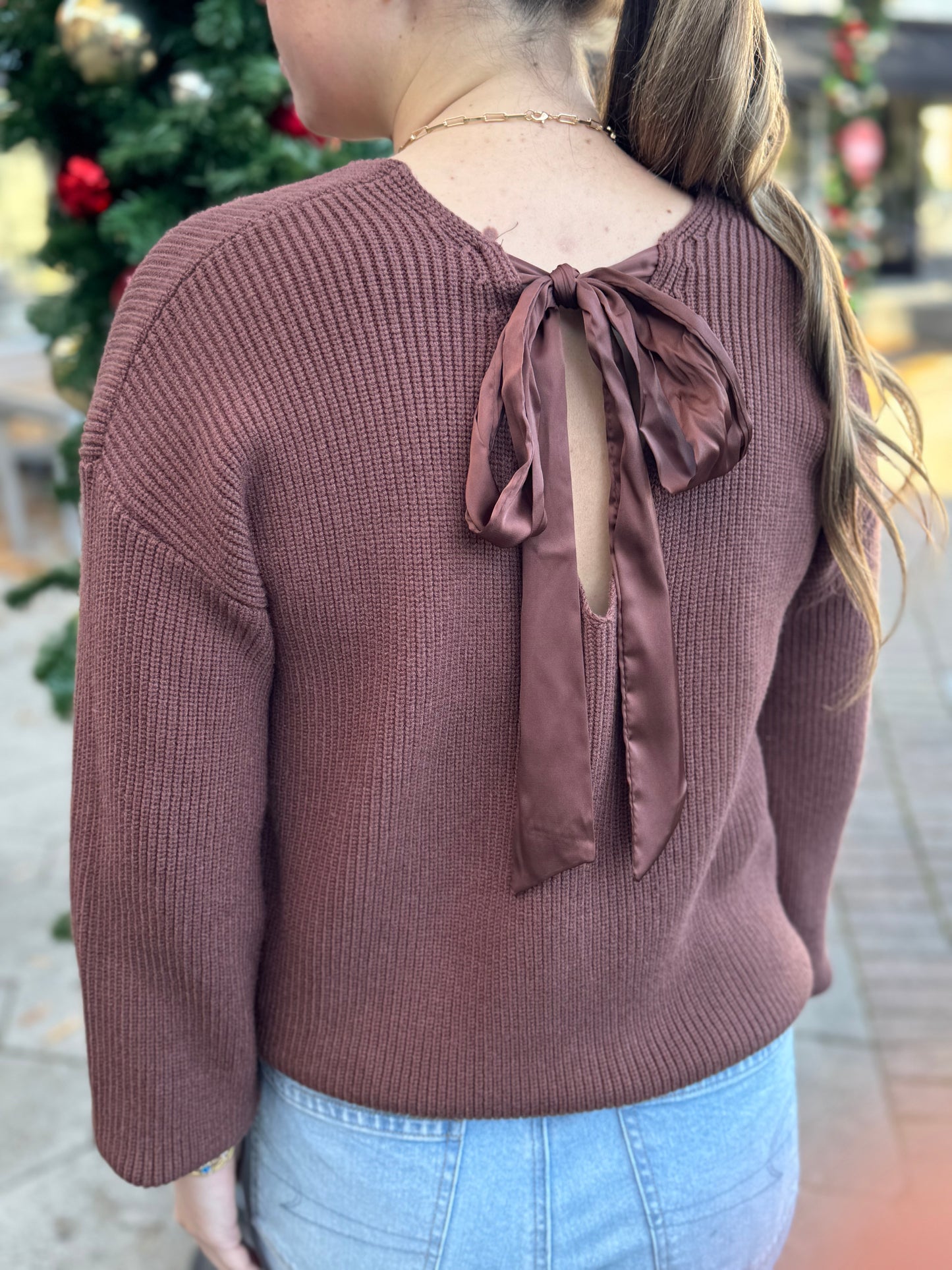 Brown bow sweater