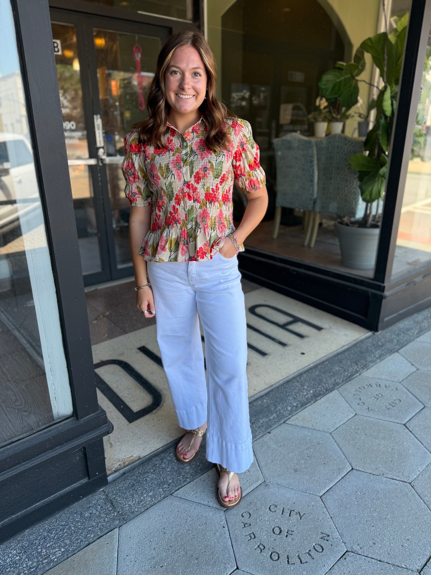 Rose garden button up blouse