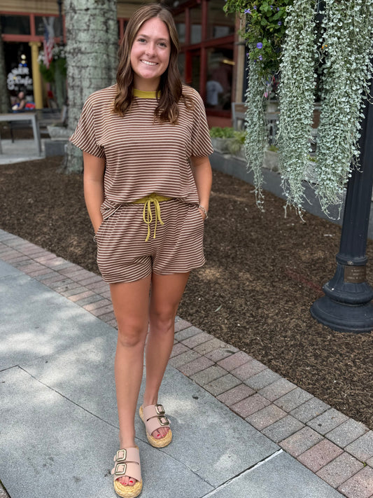 Mocha/gold short set