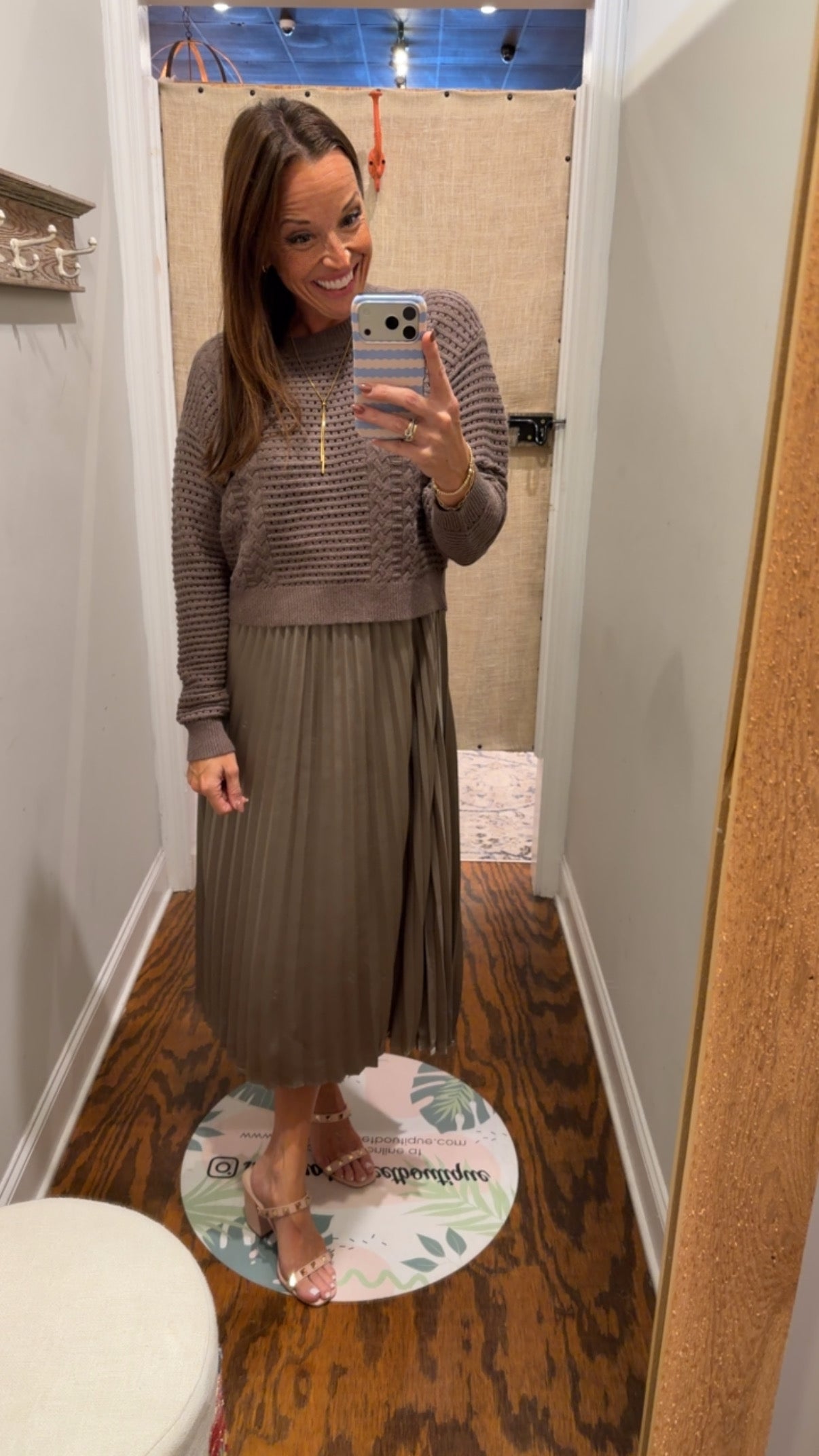 Taupe satin dress set