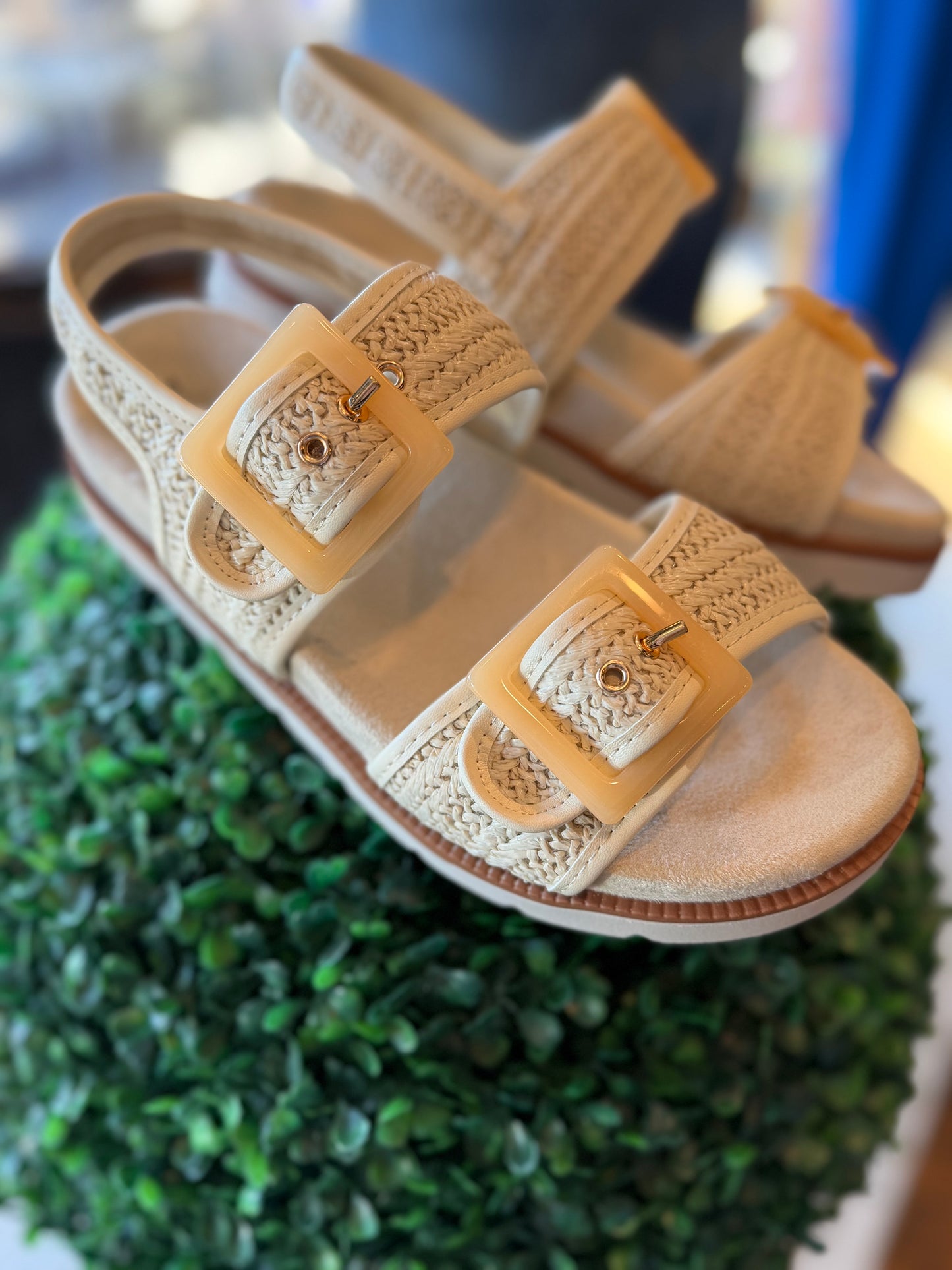 Woven slingback sandals