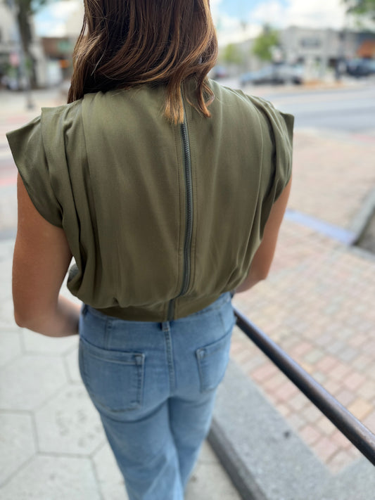 Olive zipper top