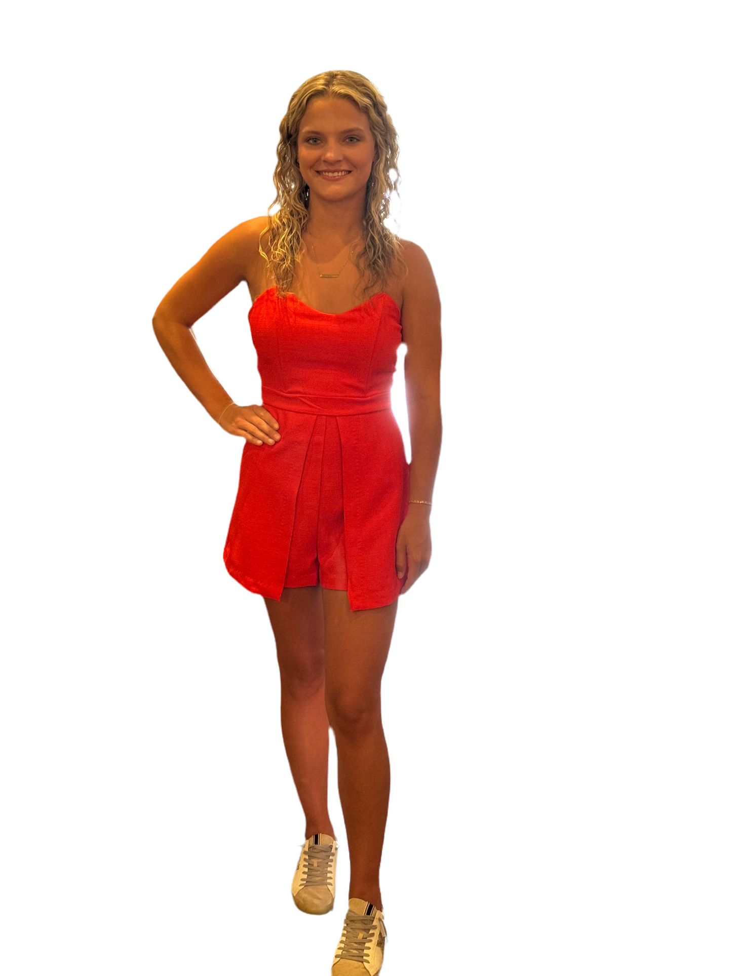 Red Sweetheart Romper