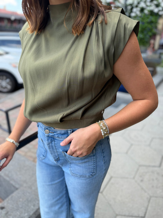 Olive zipper top