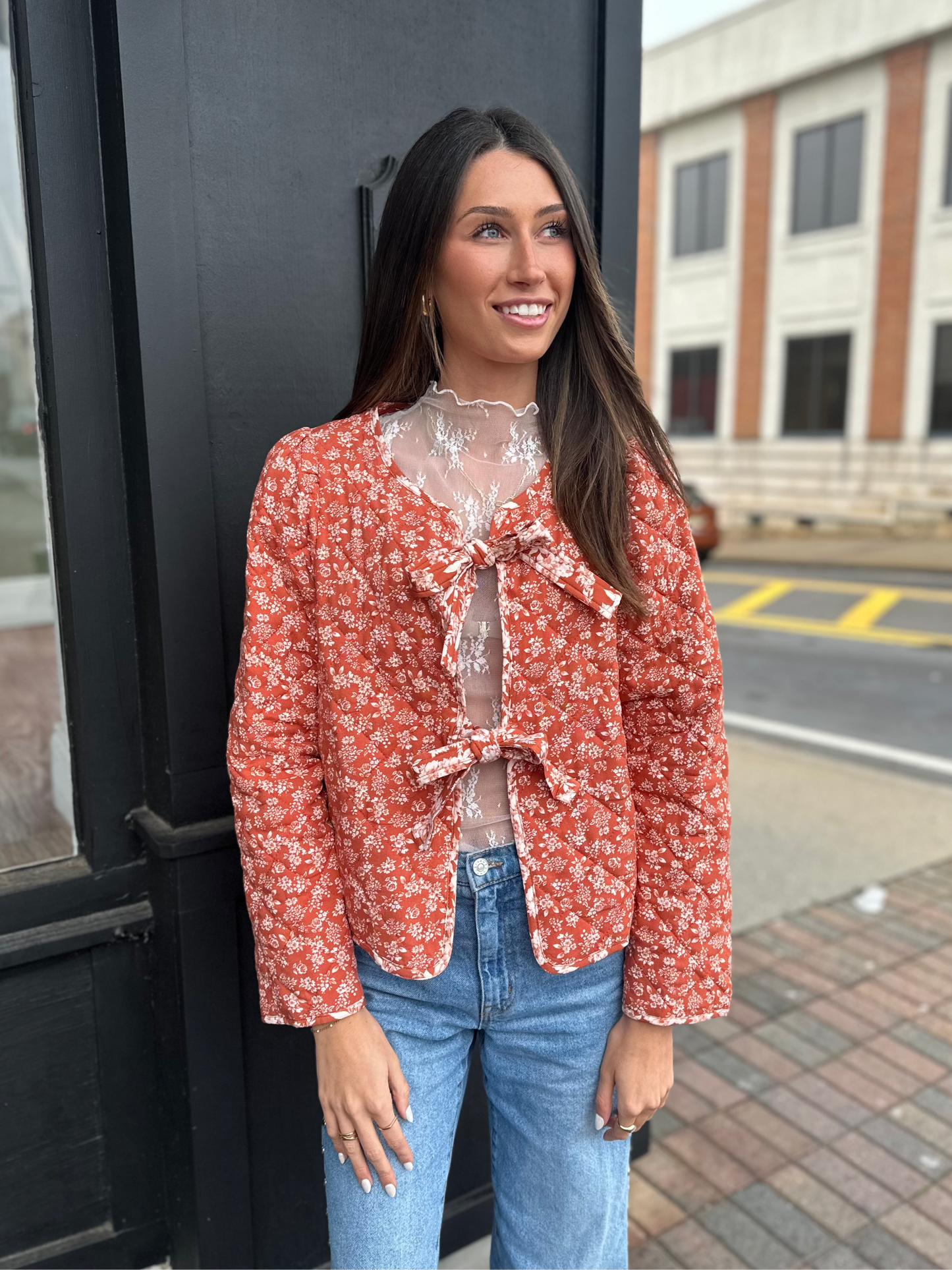 Floral bow tie jacket