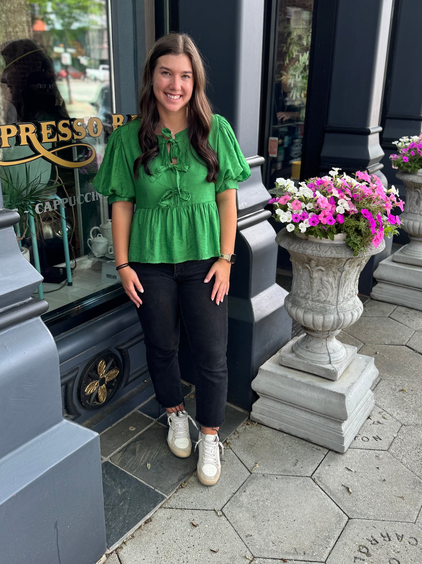 Green tie top