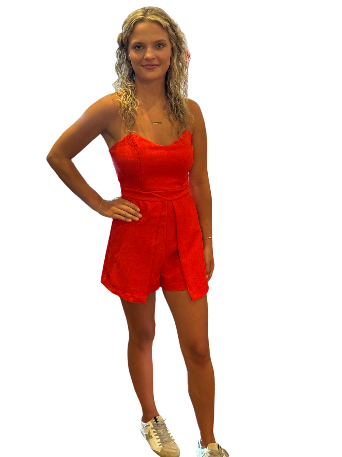 Red Sweetheart Romper