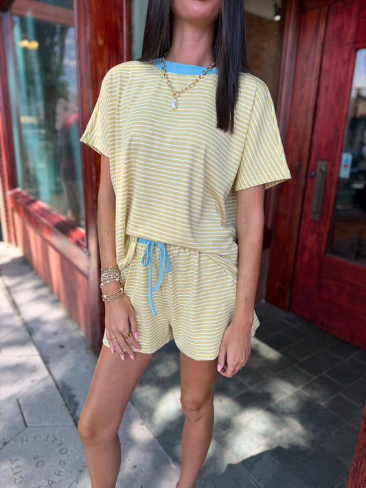 Butter/sky short set