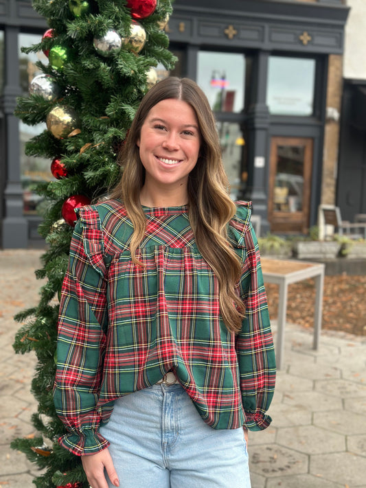 Tartan plaid ruffle top