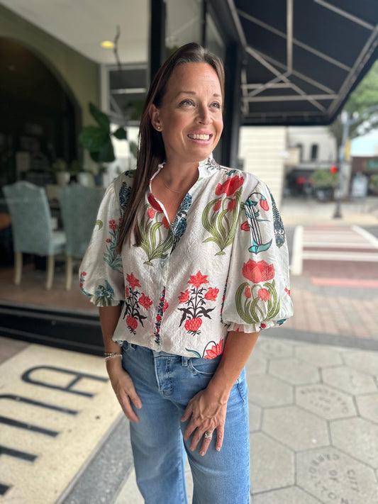 Fall abstract button down