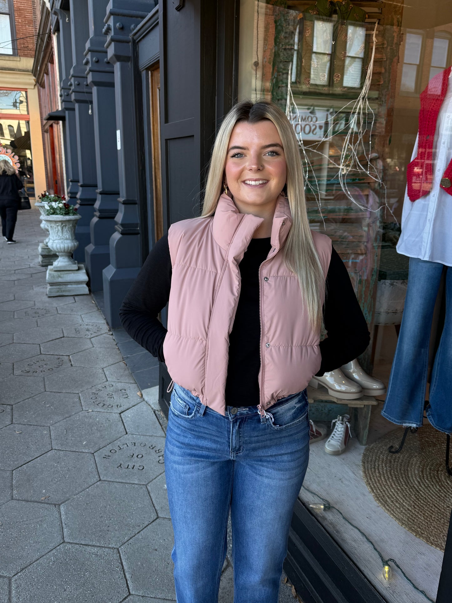 Pink down vest