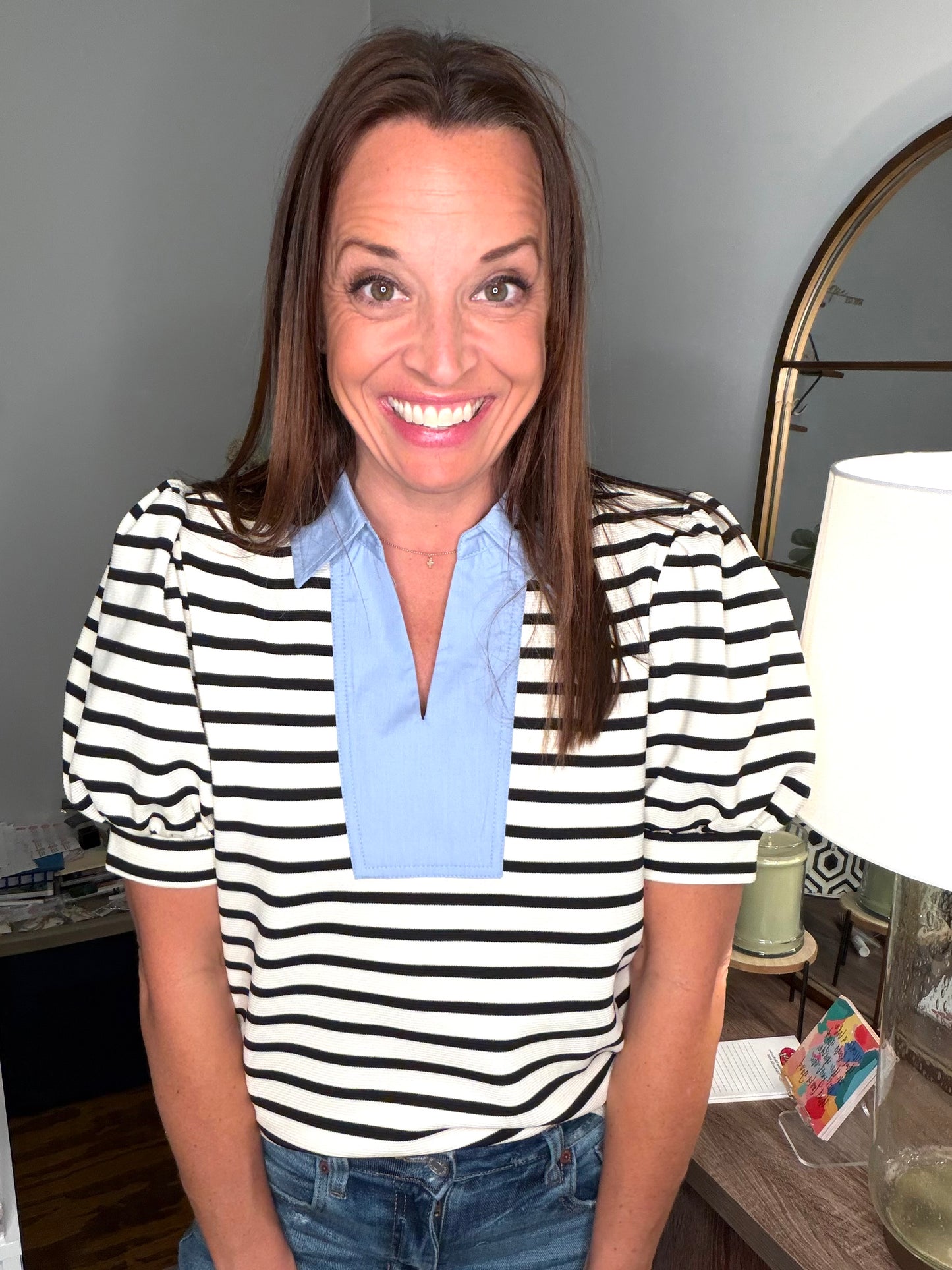 Stripe contrast top