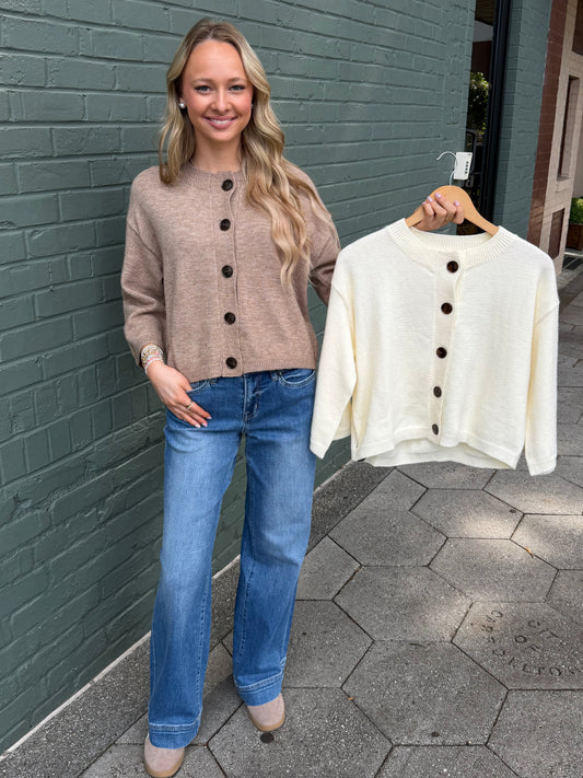 Half sleeve button up sweater