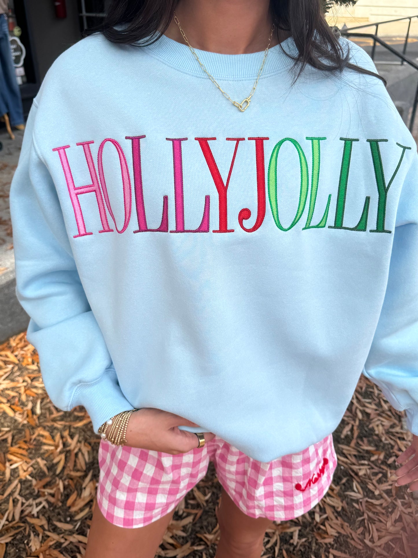 Holly jolly embroidered sweatshirt
