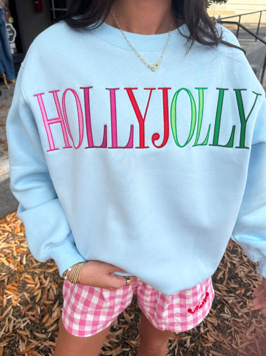 Holly jolly embroidered sweatshirt