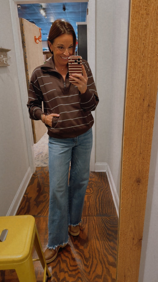 Espresso stripe quarter zip