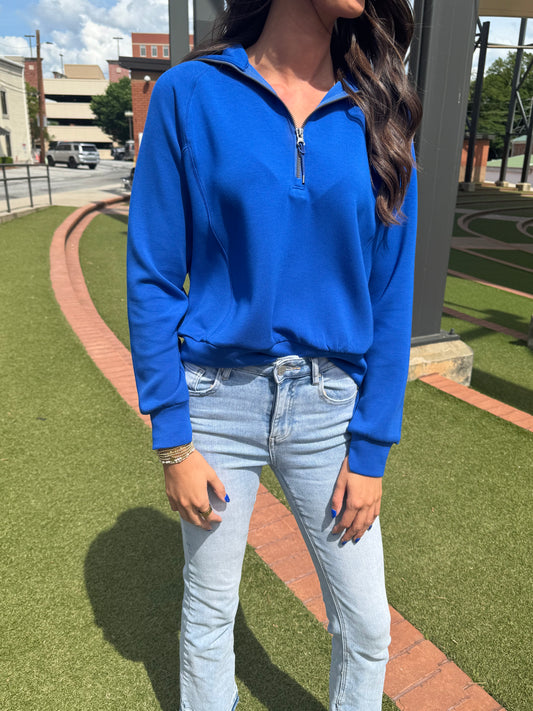 Spanx Air Essentials cobalt half zip