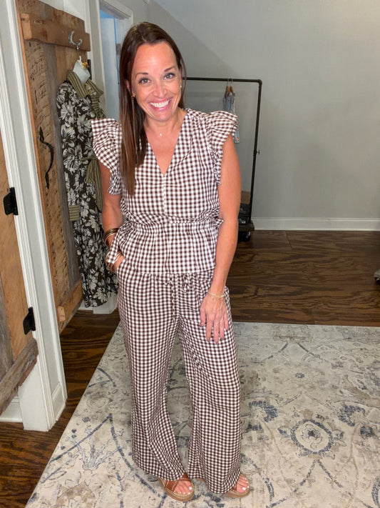 Brown gingham pants