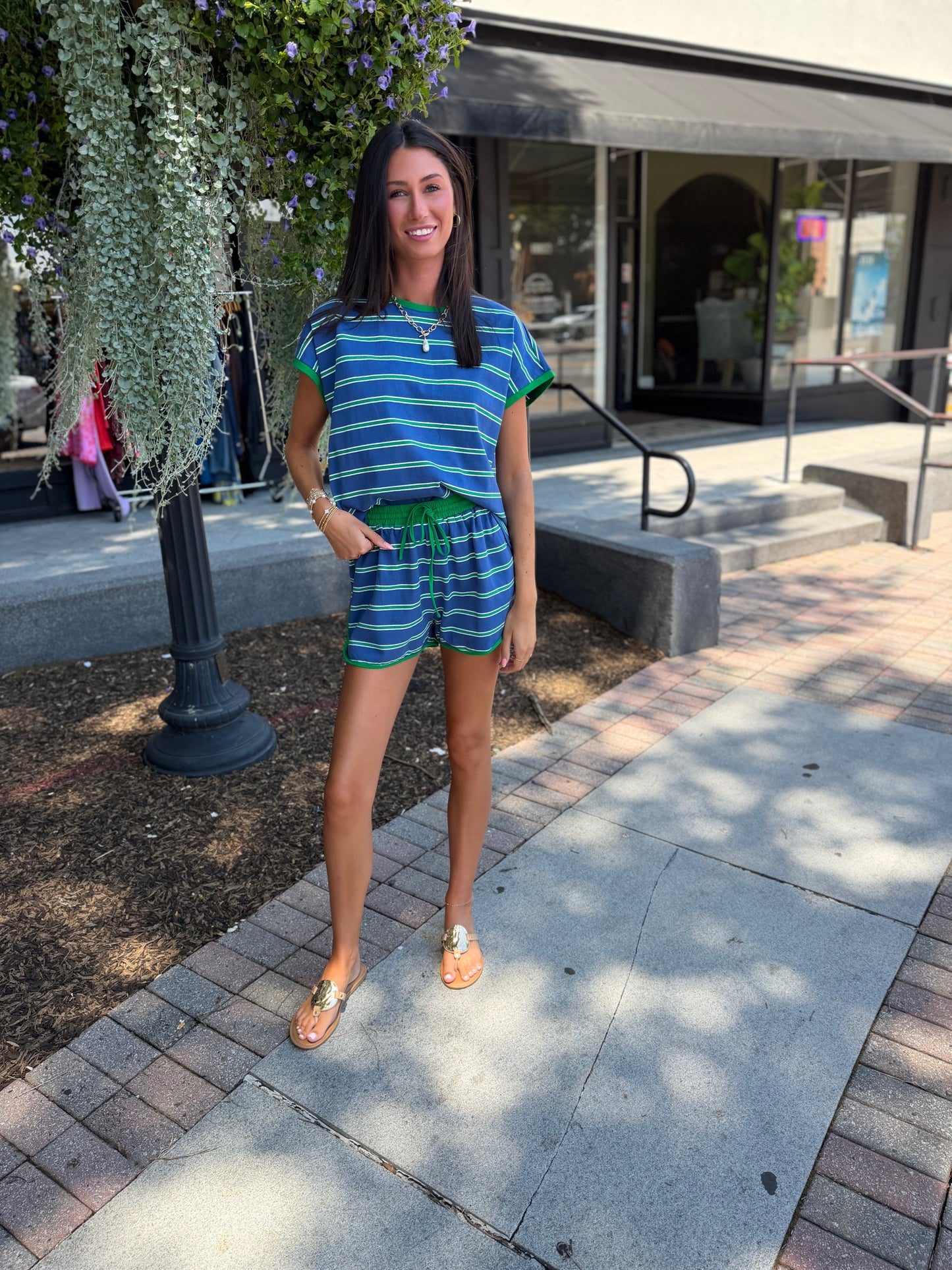 Royal/ green short set