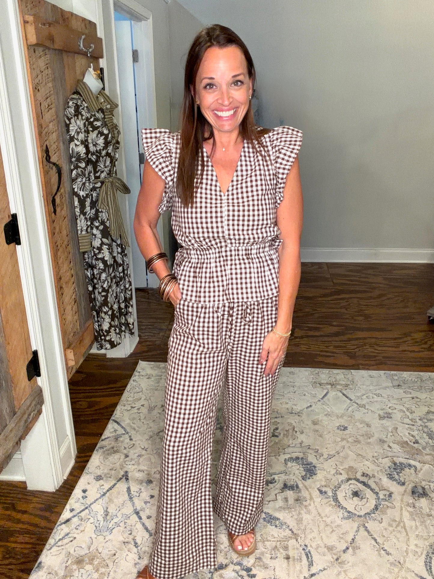 Brown gingham pants