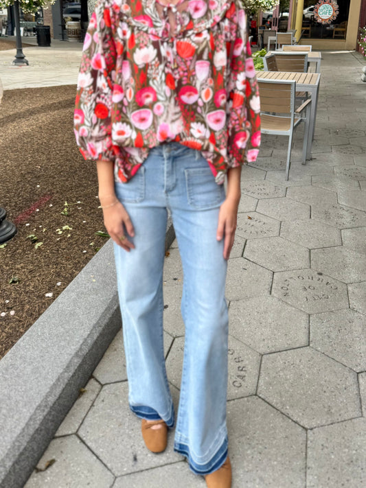 Risen high rise wide leg jeans