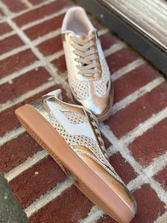 Woven gold sneakers